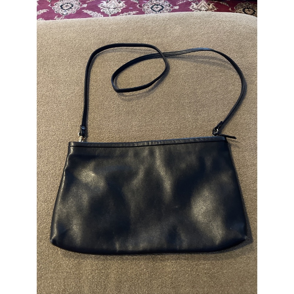Vintage Nordstrom Black Soft Leather Satchel Handbag Purse (TD)